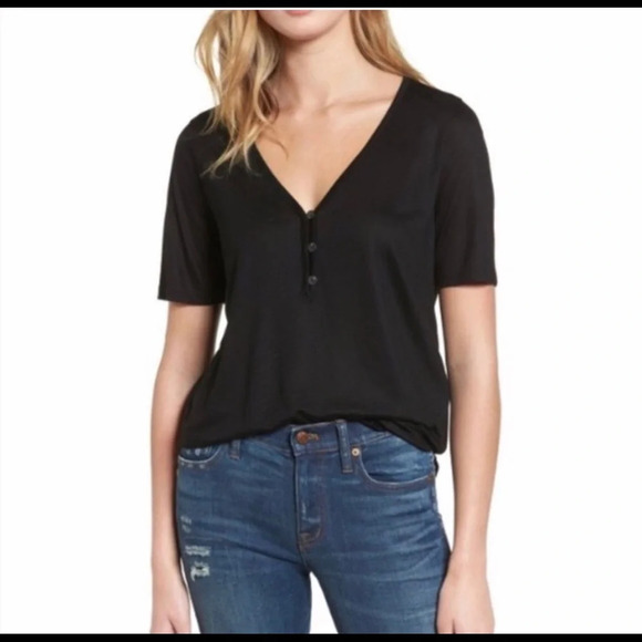 Madewell Black Short Sleeve Top Sz XS - Picture 1 of 8
